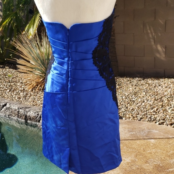 NEW Blue & Black Lace Accents Strapless Dress - Picture 8 of 8